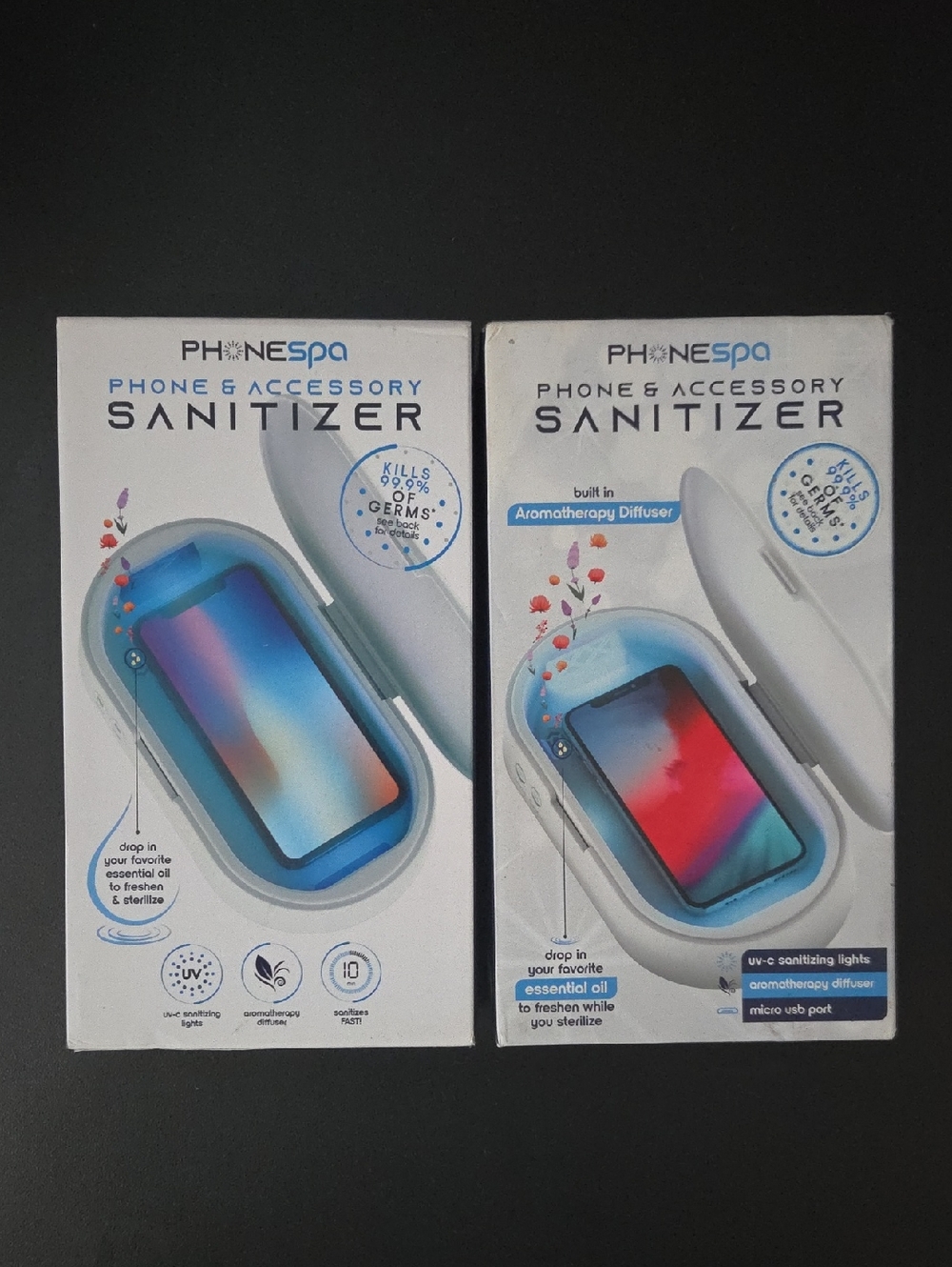 2 PhoneSpa Phone & Accessory Sanitizers NEW